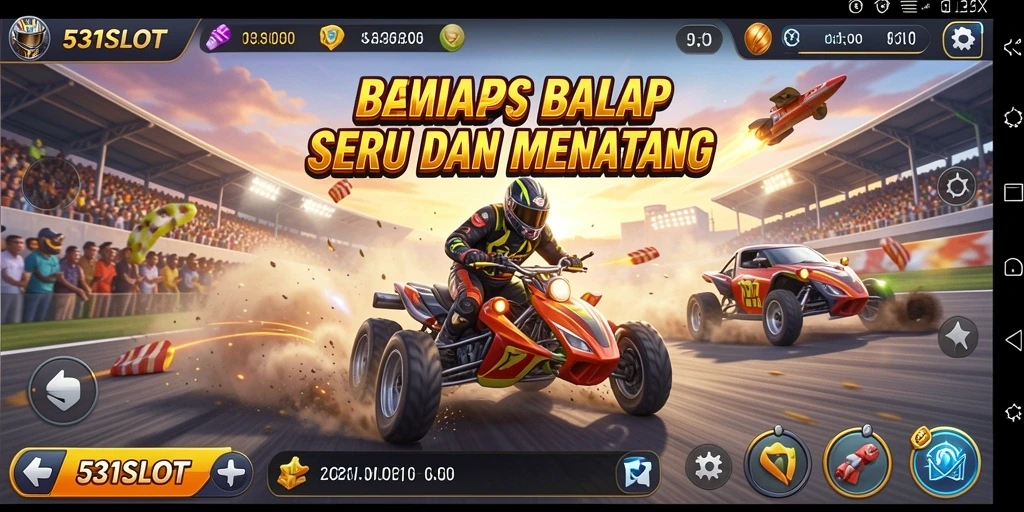 Gameplay seru di 531SLOT dengan kendaraan balap cepat.