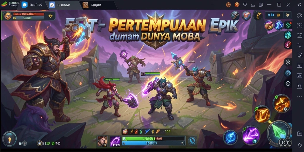 Tampilan pertempuran intens dalam 55RT, siap untuk aksi MOBA.