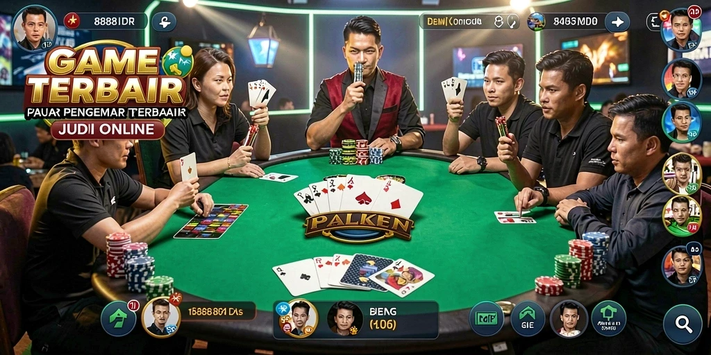 Tampilan gameplay menarik dari 888IDR dengan suasana poker yang mendebarkan.