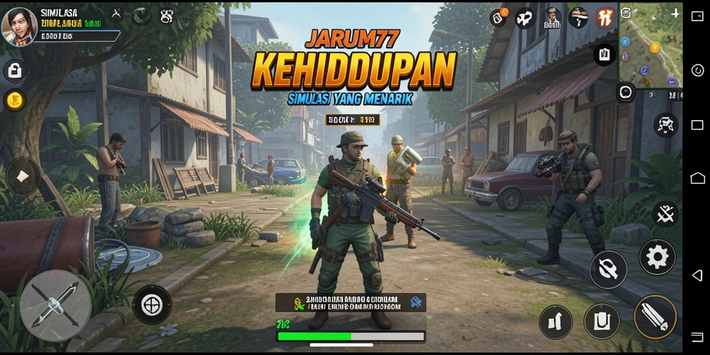 Tampilan gameplay menarik dari JARUM77 dengan simulasi kehidupan.
