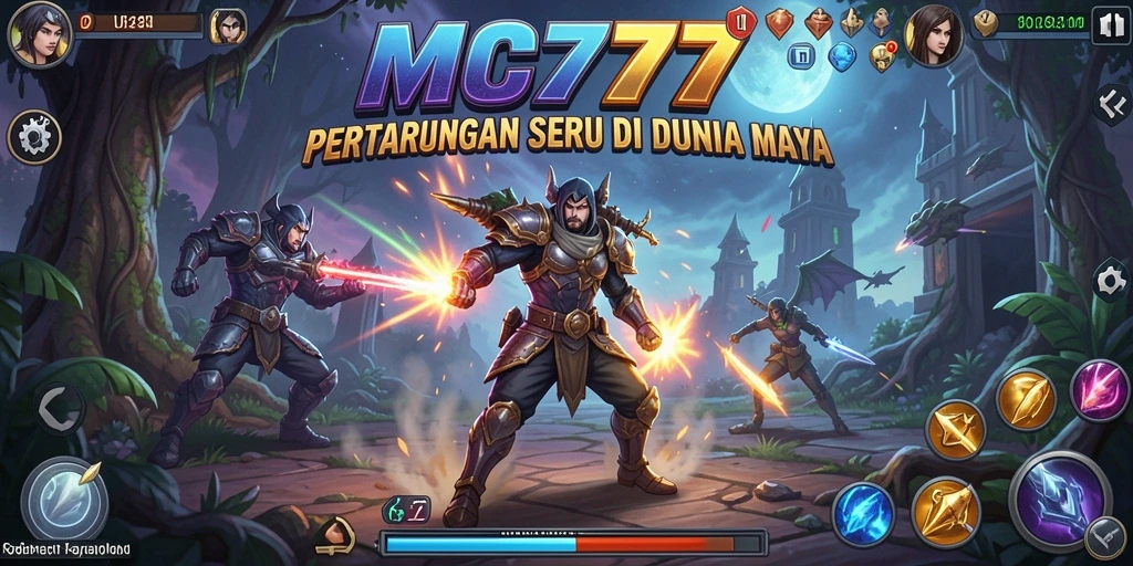 Tangkapan layar utama game Fighting MC777 yang menampilkan aksi pertarungan seru.
