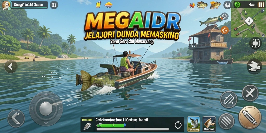 Tampilan gameplay menarik saat menangkap ikan di dunia MEGAIDR.