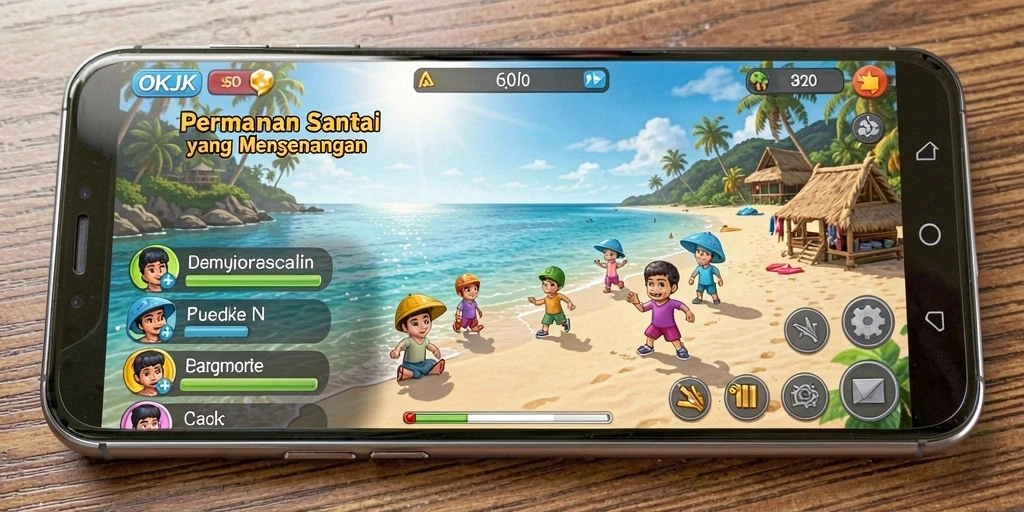 Tampilan screenshot utama OKJK menampilkan gameplay yang mengasyikkan dan bersahabat.