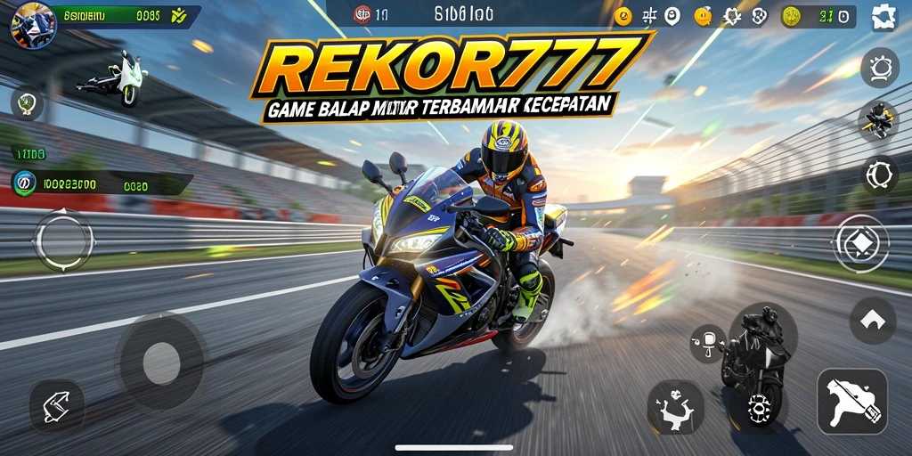 Tampilan gameplay REKOR777 dengan balapan motor seru.