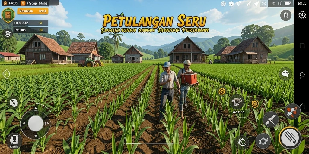 Gameplay RK55 menampilkan aktivitas bertani yang menyenangkan dan interaksi sosial.