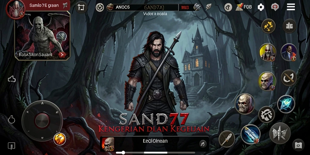 Tampilan gameplay menegangkan di SAND77 dengan suasana horor yang mendalam.