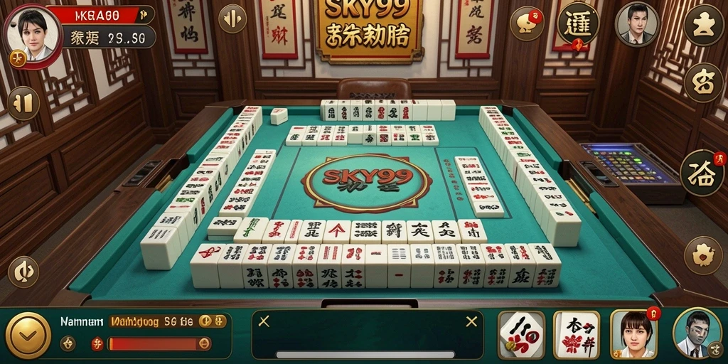 Screenshot bermain Mahjong di SKY99 dengan grafis menawan.