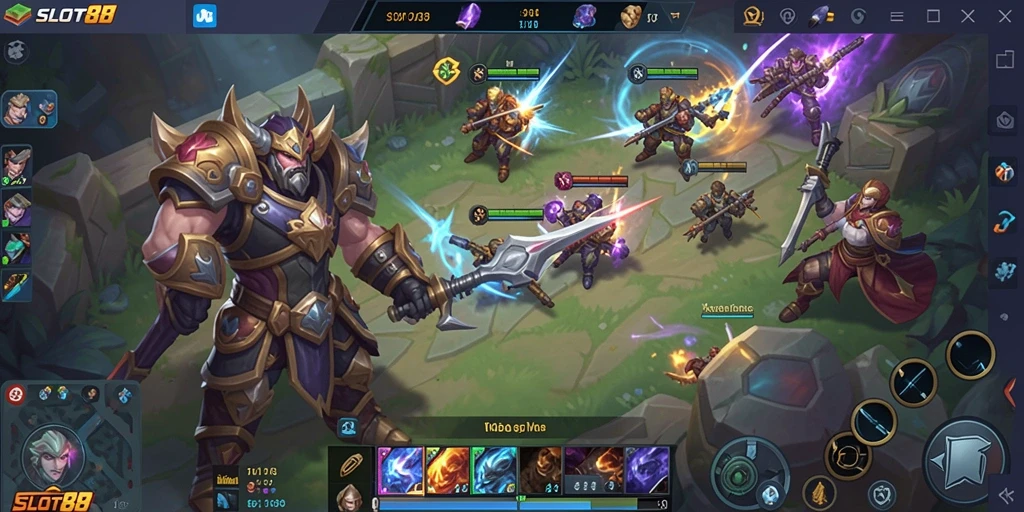 Tampilan permainan MOBA yang intens dan menarik di SLOT88.