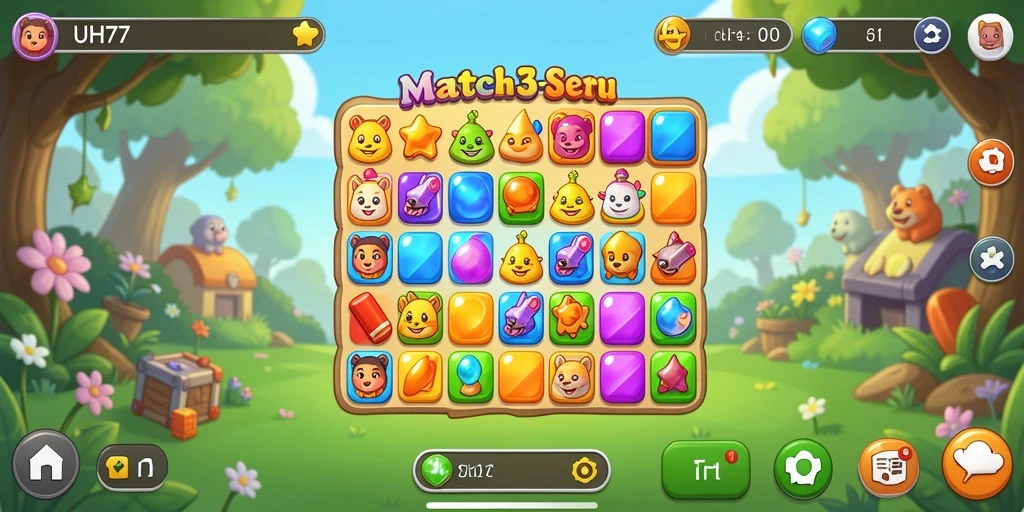 Tampilan gameplay UH77 yang penuh warna dan menarik.
