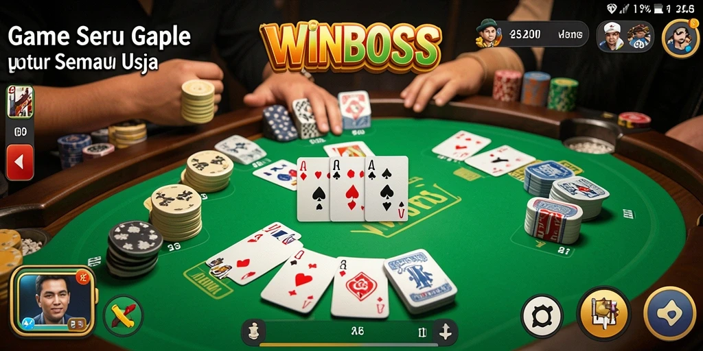 Tampilan gameplay Gaple yang seru dan interaktif di WINBOSS.