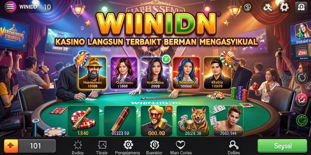 Tangkapan layar gameplay kasino langsung WINIDN yang menampilkan dealer profesional.